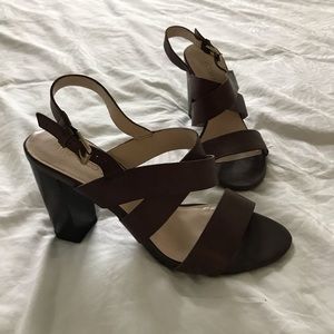 Franco Sarto brown leather strapy sandals